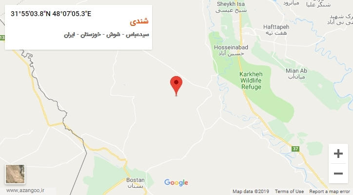 روستای شندی بر روی نقشه