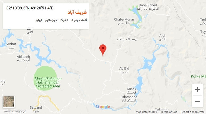روستای شریف آباد بر روی نقشه