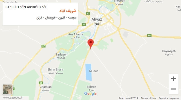 روستای شریف آباد بر روی نقشه