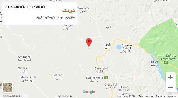 روستای شورتنگ بر روی نقشه