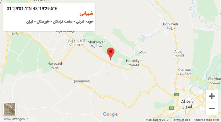 روستای شیبانی بر روی نقشه