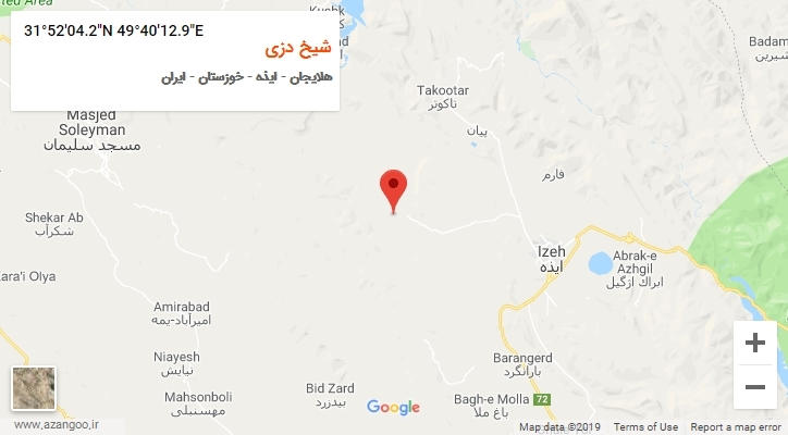 روستای شیخ دزی بر روی نقشه