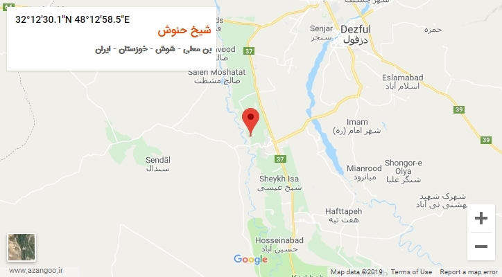 روستای شیخ حنوش بر روی نقشه