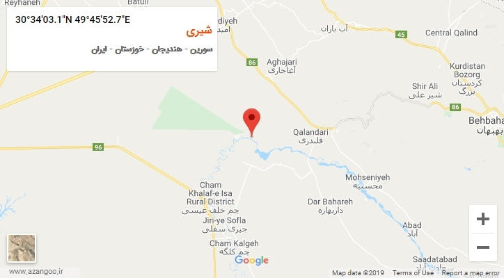 روستای شیری بر روی نقشه