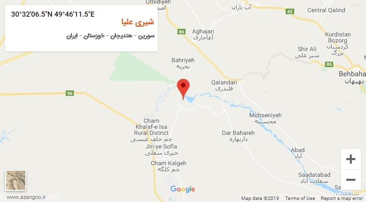 روستای شیری علیا بر روی نقشه