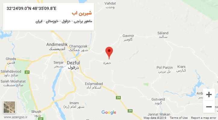 روستای شیرین اب بر روی نقشه