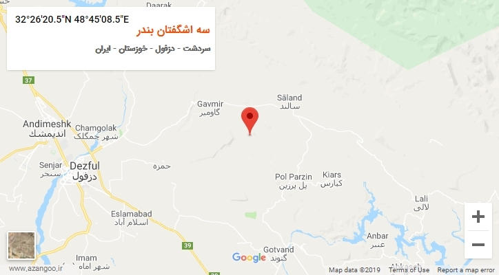 روستای سه اشگفتان بندر بر روی نقشه