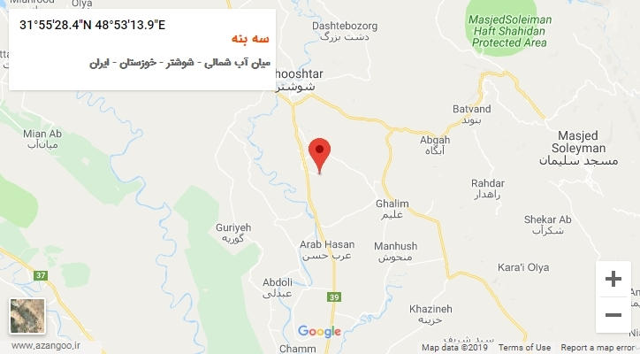 روستای سه بنه بر روی نقشه