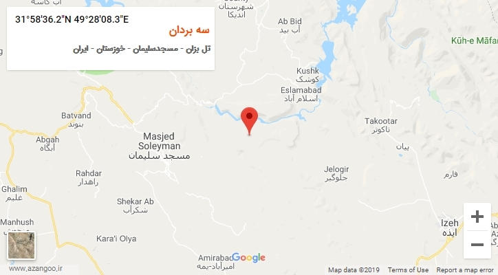 روستای سه بردان بر روی نقشه