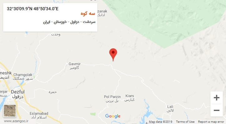 روستای سه کوه بر روی نقشه