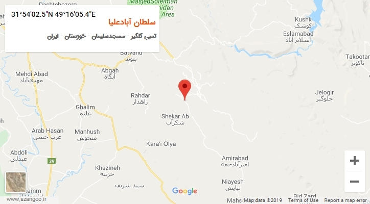 روستای سلطان آبادعلیا بر روی نقشه