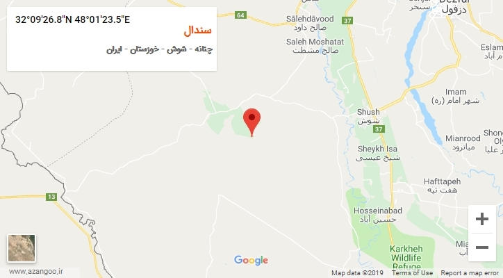 روستای سندال بر روی نقشه