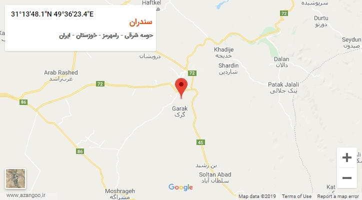 روستای سندران بر روی نقشه