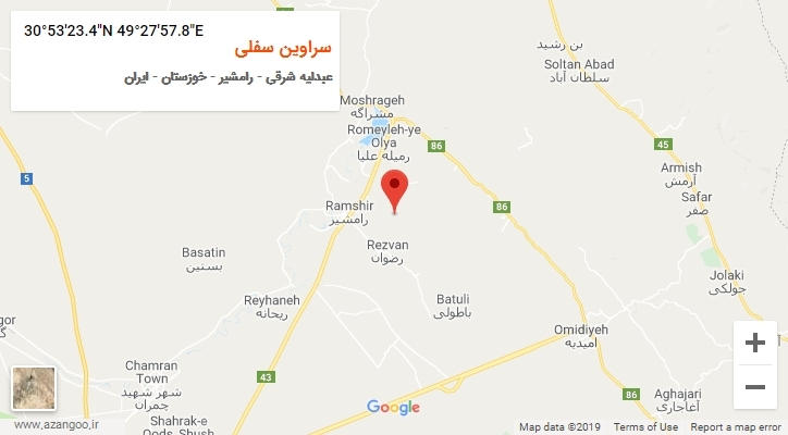 روستای سراوین سفلی بر روی نقشه