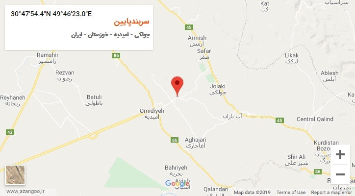 روستای سربندپایین بر روی نقشه