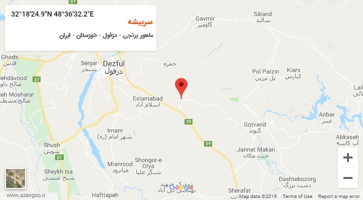 روستای سربیشه بر روی نقشه