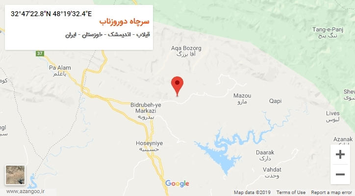 روستای سرچاه دوروزناب بر روی نقشه