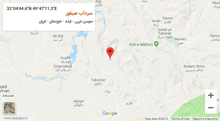 روستای سردآب صیفور بر روی نقشه