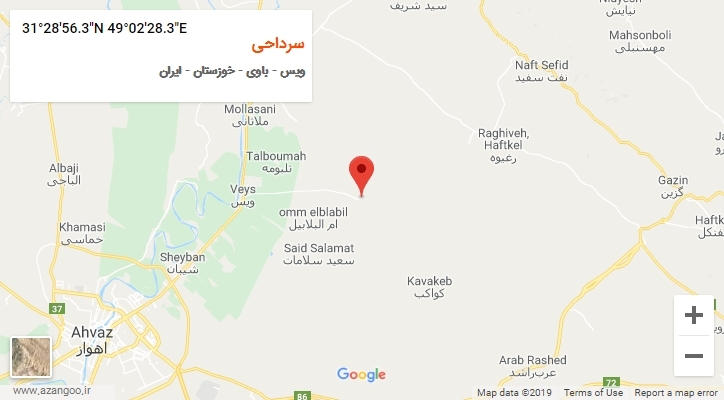 روستای سرداحی بر روی نقشه