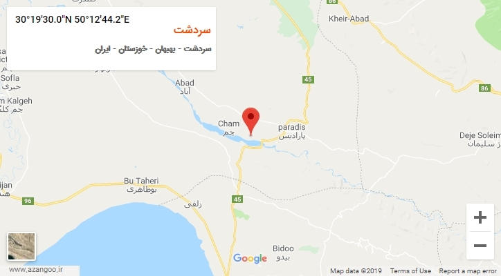 روستای سردشت بر روی نقشه