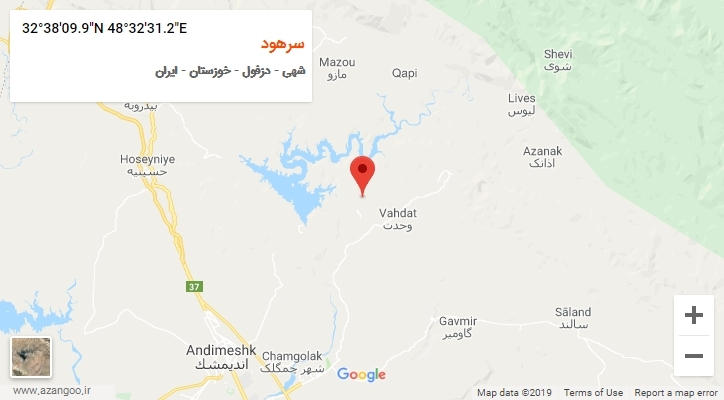 روستای سرهود بر روی نقشه