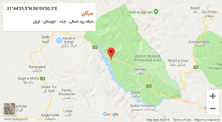 روستای سرکان بر روی نقشه