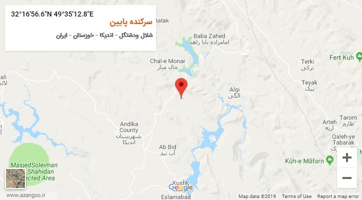 روستای سرکنده پایین بر روی نقشه