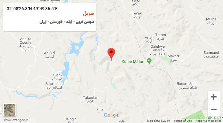 روستای سرتل بر روی نقشه