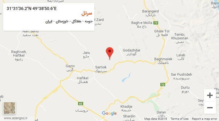 روستای سرتل بر روی نقشه