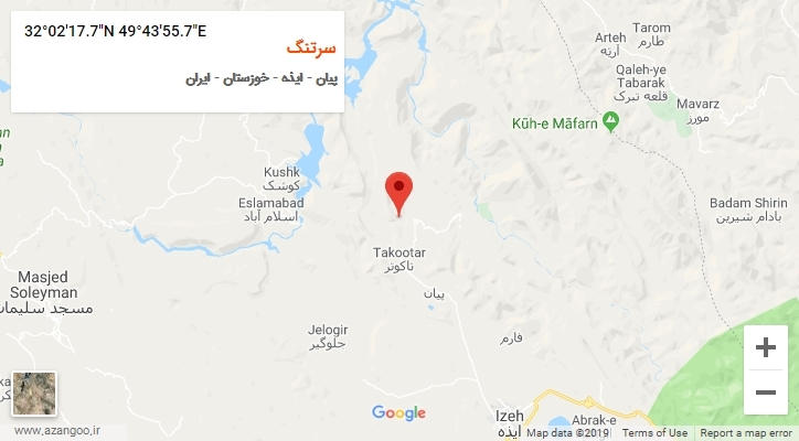 روستای سرتنگ بر روی نقشه