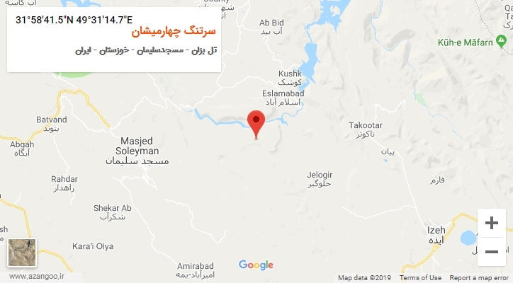 روستای سرتنگ چهارمیشان بر روی نقشه