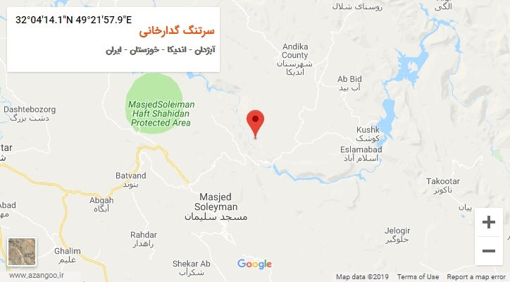 روستای سرتنگ گدارخانی بر روی نقشه