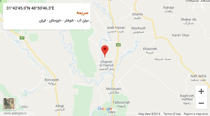 روستای سریمه بر روی نقشه