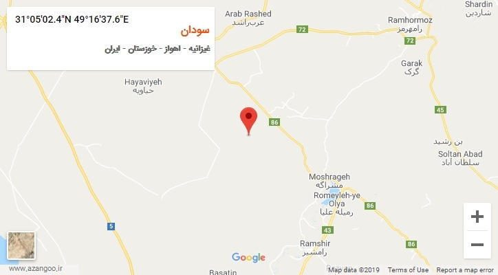 روستای سودان بر روی نقشه