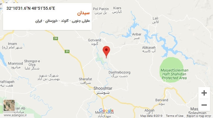 روستای سیدان بر روی نقشه
