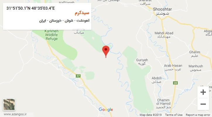 روستای سیدکرم بر روی نقشه