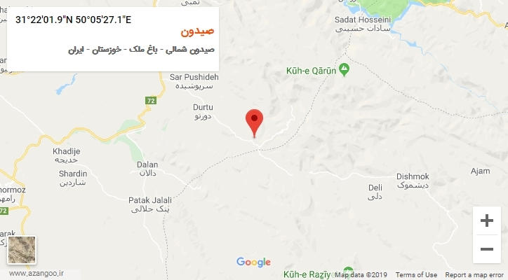 روستای صیدون بر روی نقشه