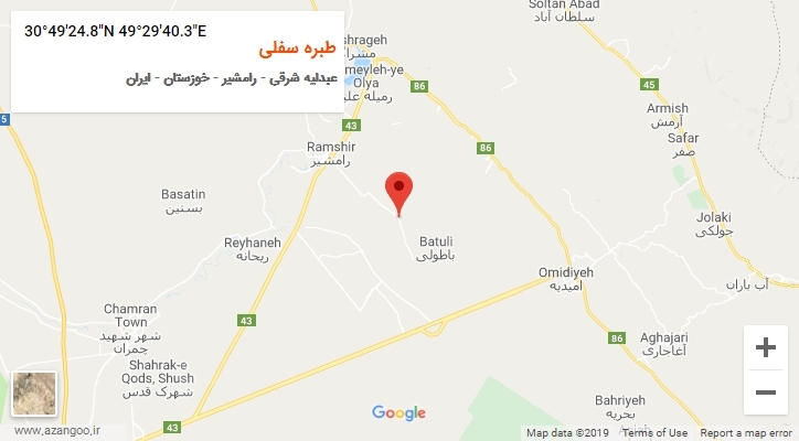 روستای طبره سفلی بر روی نقشه