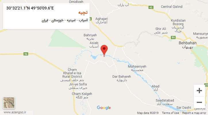 روستای تچیه بر روی نقشه