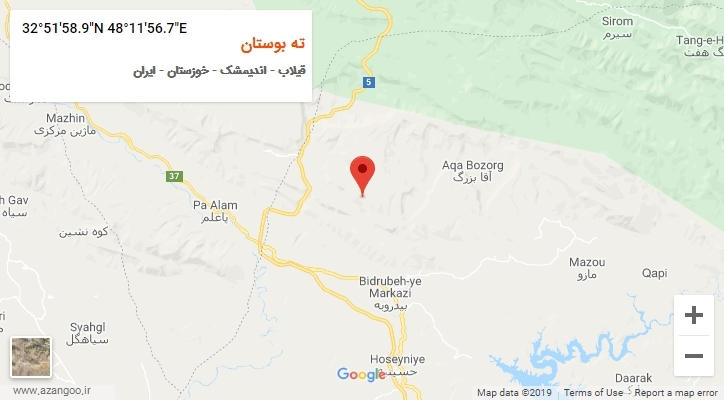 روستای ته بوستان بر روی نقشه