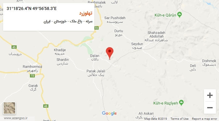 روستای تهلوزرد بر روی نقشه