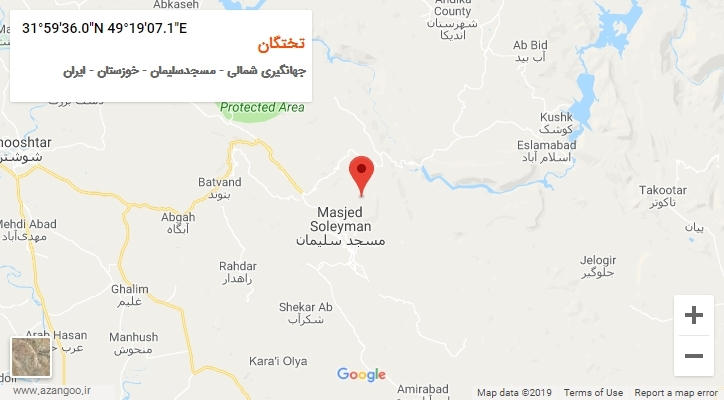 روستای تختگان بر روی نقشه