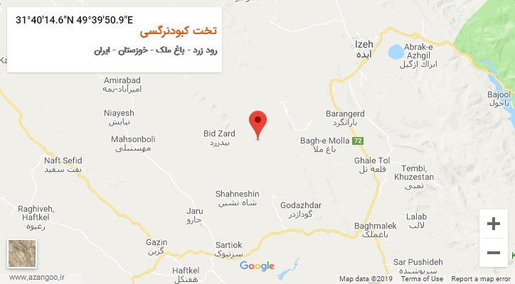 روستای تخت کبودنرگسی بر روی نقشه