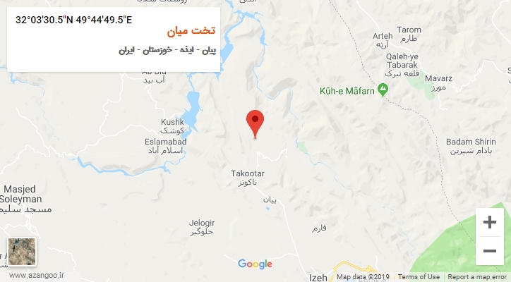 روستای تخت میان بر روی نقشه