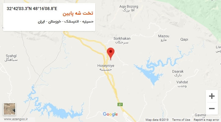 روستای تخت شه پایین بر روی نقشه