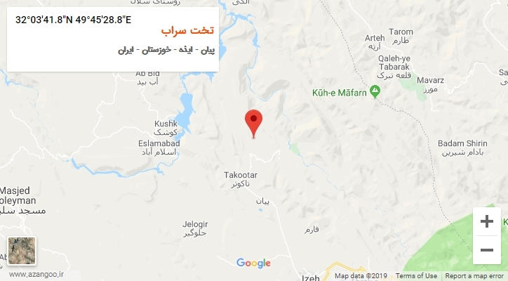 روستای تخت سراب بر روی نقشه
