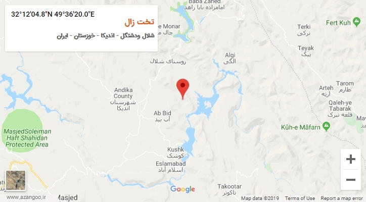 روستای تخت زال بر روی نقشه
