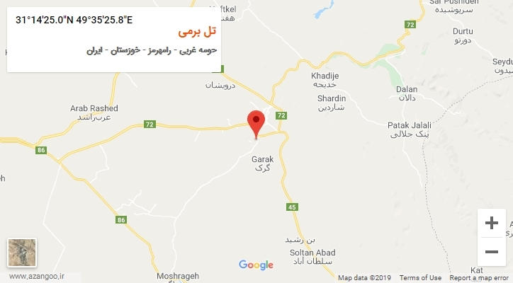روستای تل برمی بر روی نقشه