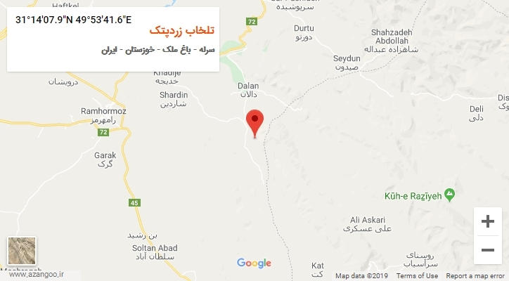 روستای تلخاب زردپتک بر روی نقشه