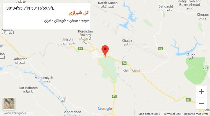 روستای تل شیرازی بر روی نقشه